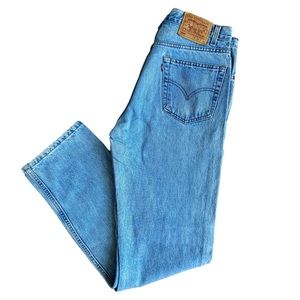 Levis Vintage 505 Light Stonewash Denim 34 x 34 Blue 90s Jeans Straight Fit